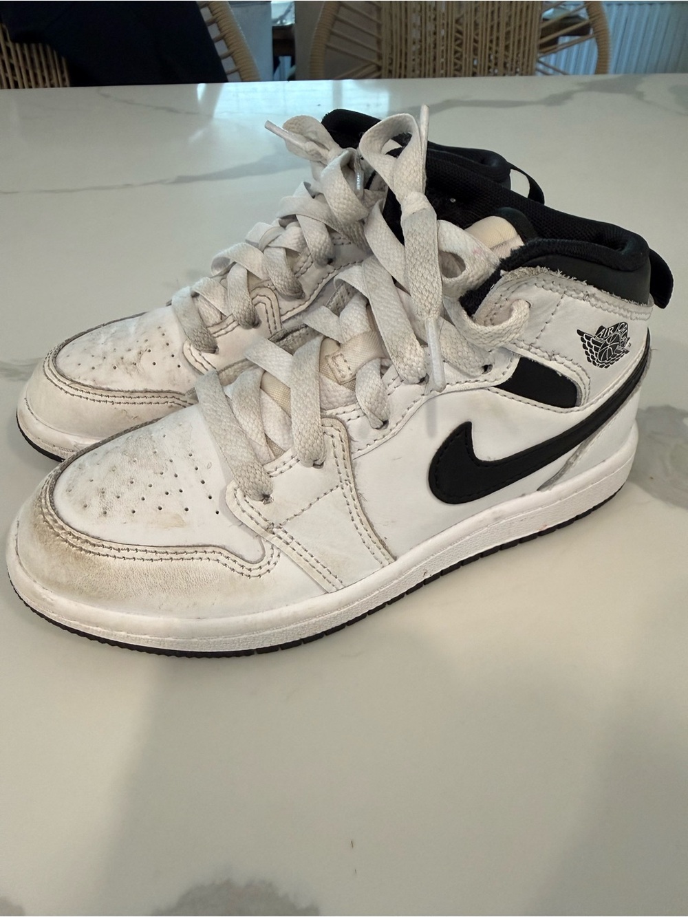 Nike White & Black Mid-Top Basketball Sneakers